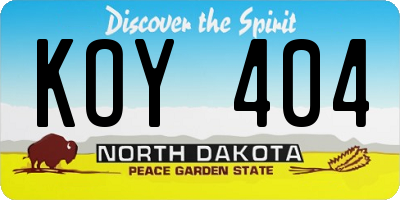 ND license plate KOY404