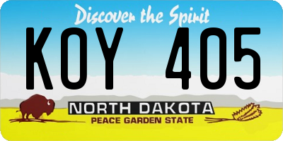 ND license plate KOY405