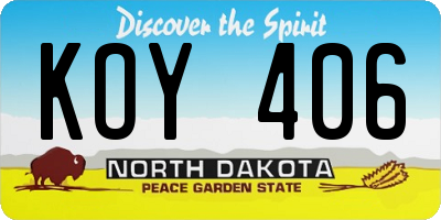 ND license plate KOY406