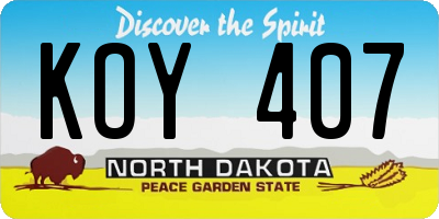 ND license plate KOY407