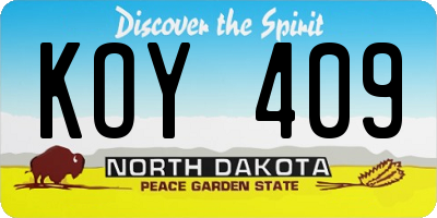ND license plate KOY409