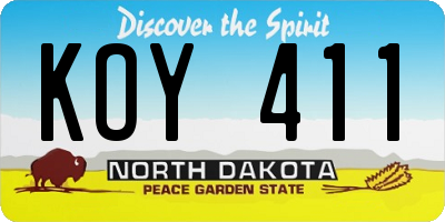 ND license plate KOY411