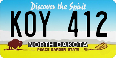 ND license plate KOY412