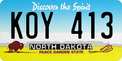 ND license plate KOY413