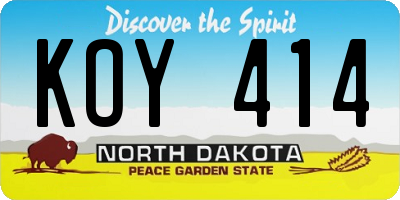 ND license plate KOY414