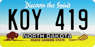 ND license plate KOY419
