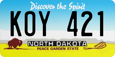 ND license plate KOY421