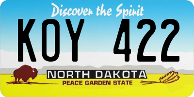 ND license plate KOY422