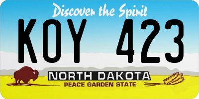 ND license plate KOY423