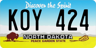 ND license plate KOY424