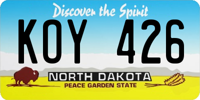 ND license plate KOY426