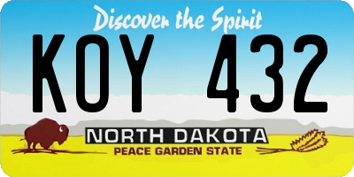 ND license plate KOY432