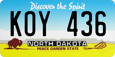 ND license plate KOY436