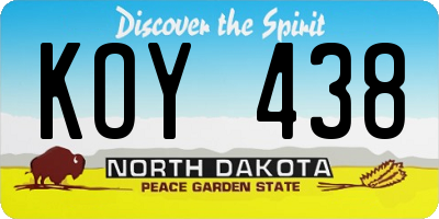 ND license plate KOY438