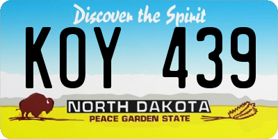 ND license plate KOY439