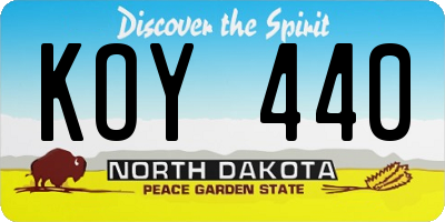 ND license plate KOY440