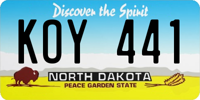 ND license plate KOY441