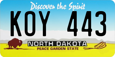 ND license plate KOY443