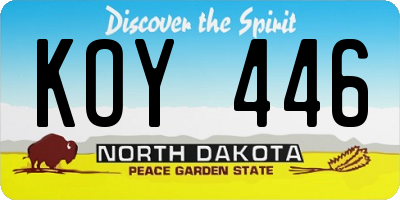 ND license plate KOY446