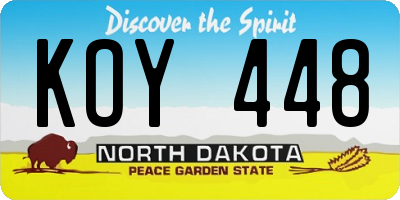 ND license plate KOY448