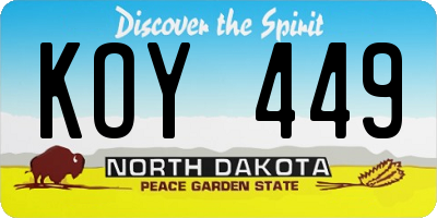 ND license plate KOY449