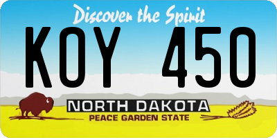 ND license plate KOY450