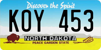 ND license plate KOY453