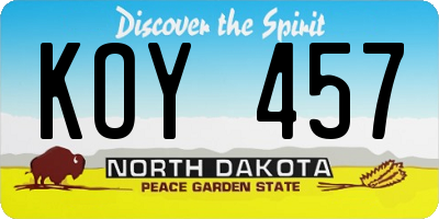ND license plate KOY457