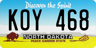 ND license plate KOY468