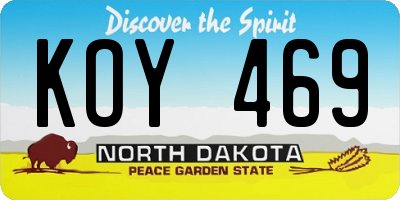 ND license plate KOY469