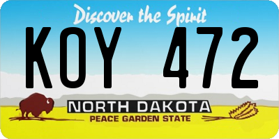ND license plate KOY472