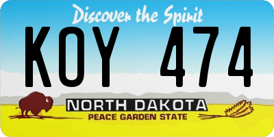 ND license plate KOY474
