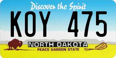 ND license plate KOY475