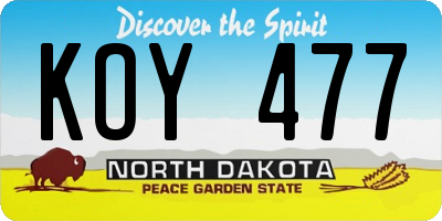 ND license plate KOY477