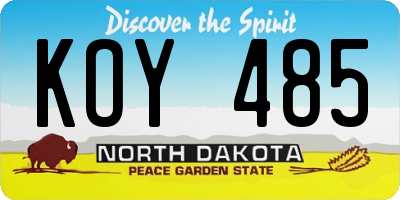 ND license plate KOY485