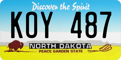 ND license plate KOY487