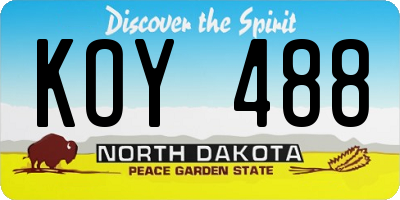 ND license plate KOY488