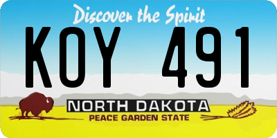 ND license plate KOY491