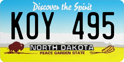 ND license plate KOY495
