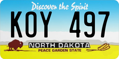 ND license plate KOY497