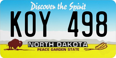 ND license plate KOY498