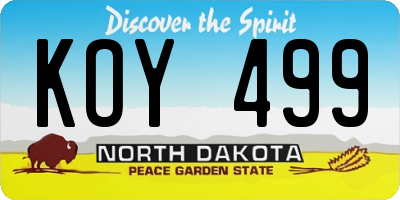 ND license plate KOY499