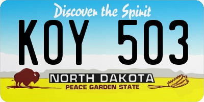 ND license plate KOY503