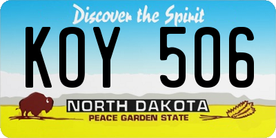 ND license plate KOY506