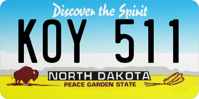 ND license plate KOY511