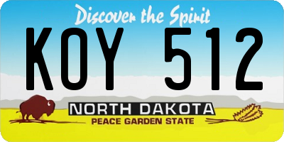 ND license plate KOY512