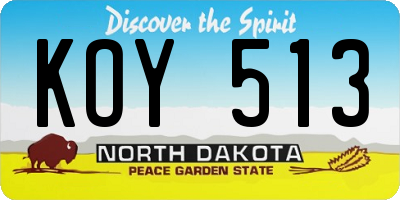 ND license plate KOY513