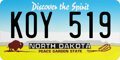 ND license plate KOY519