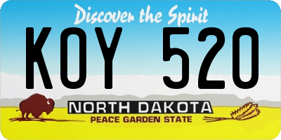 ND license plate KOY520