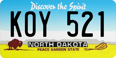 ND license plate KOY521